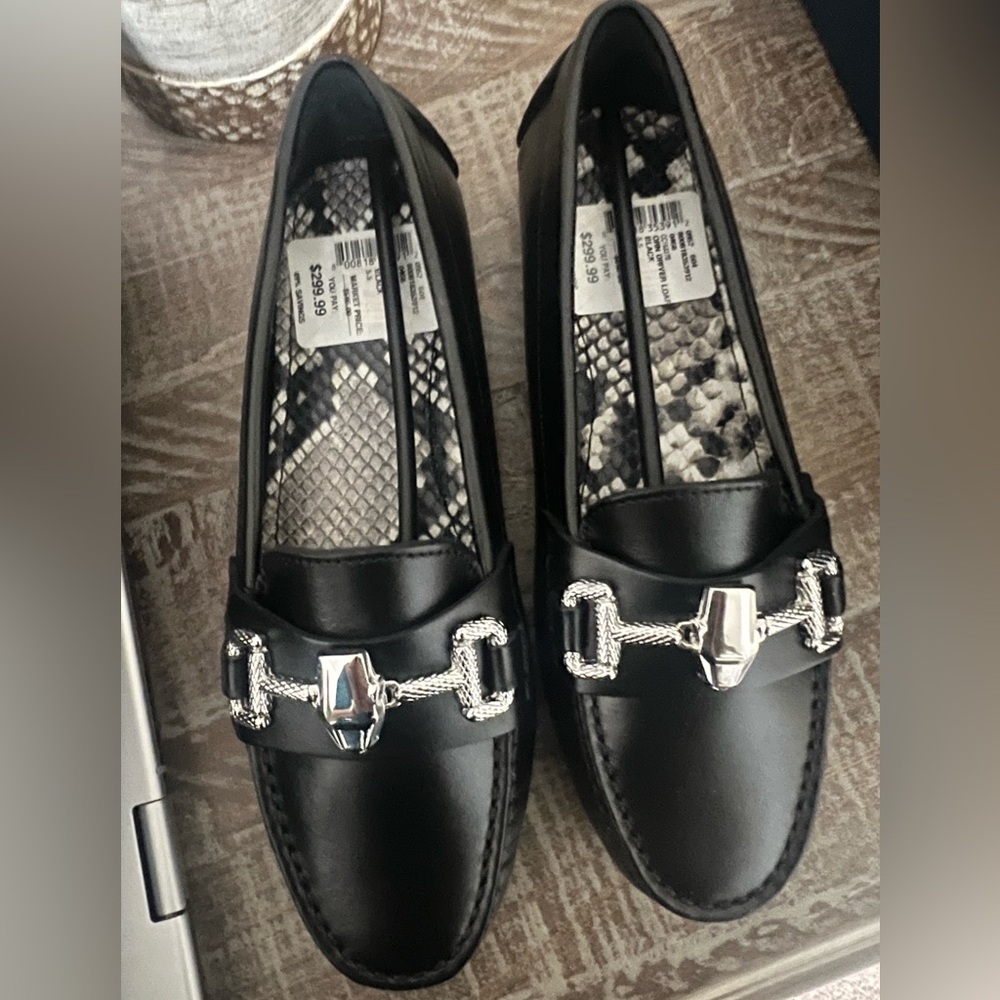 NWT Cavalli Class by Roberto Cavalli ORN Driver Black Leather Loafers